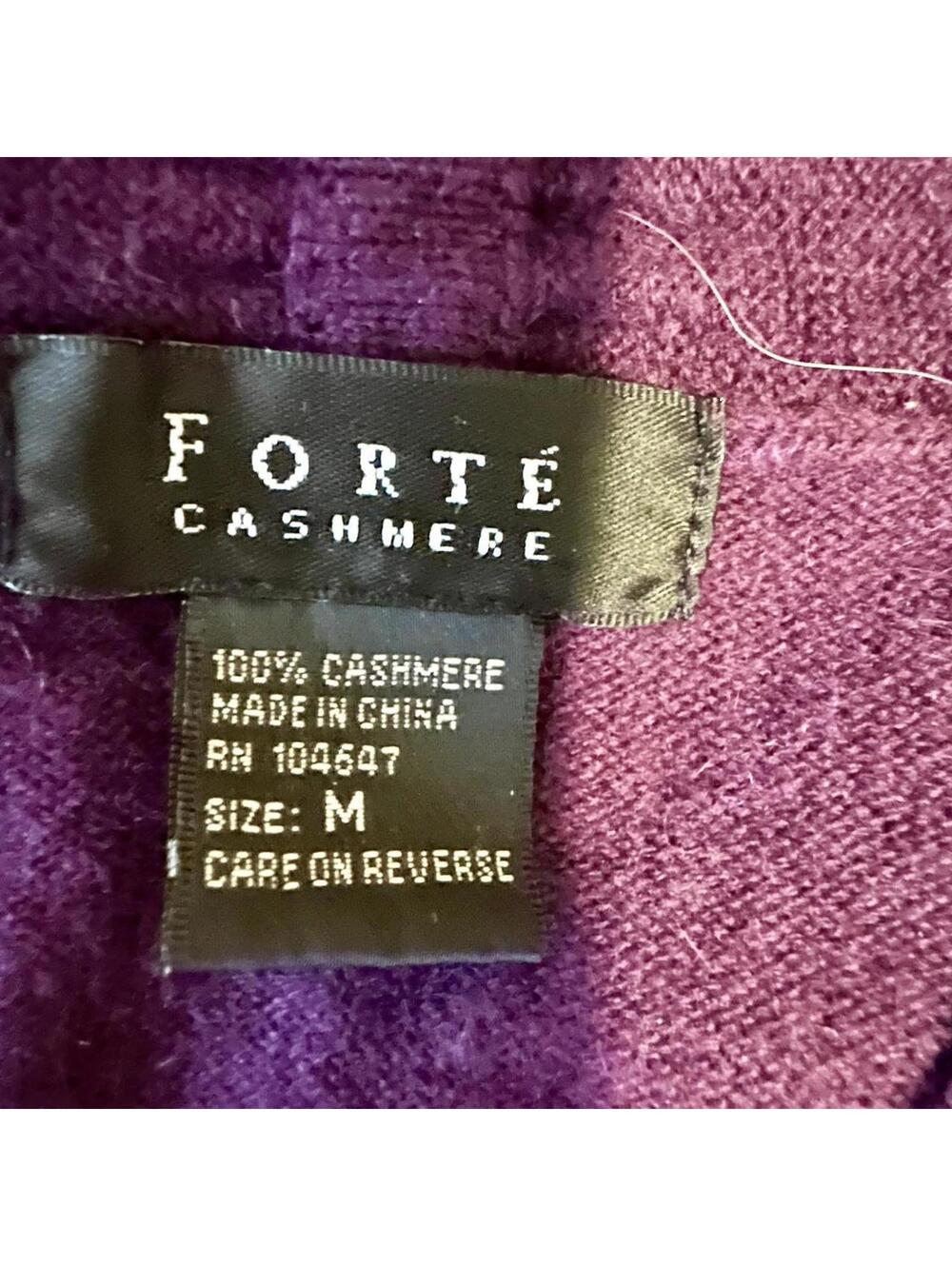 FORTE purple maroon cashmere v-neck mini sweater dress size M luxury spring - Picture 4 of 5